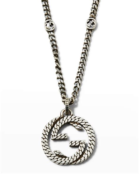 gucci interlocking g necklace men's|gucci boule chain silver necklace.